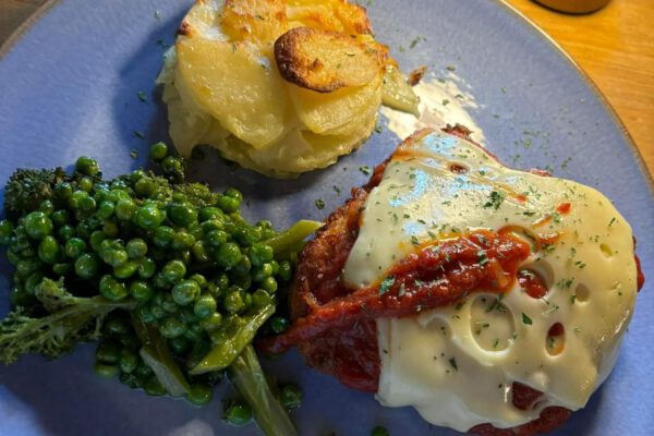 Freshly cooked pub meal served at The Horse and Jockey Bentley