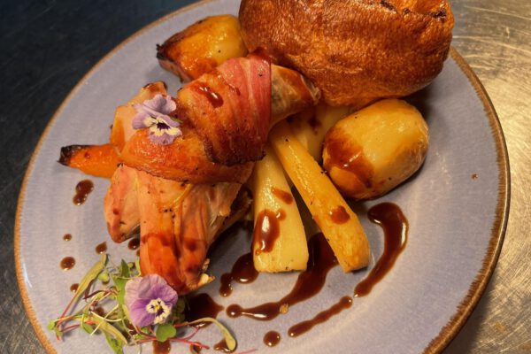 Roast dinner with Yorkshire pudding served at The Horse and Jockey Bentley