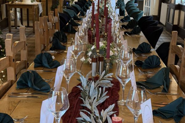 Long table set for private dining at The Horse and Jockey Bentley