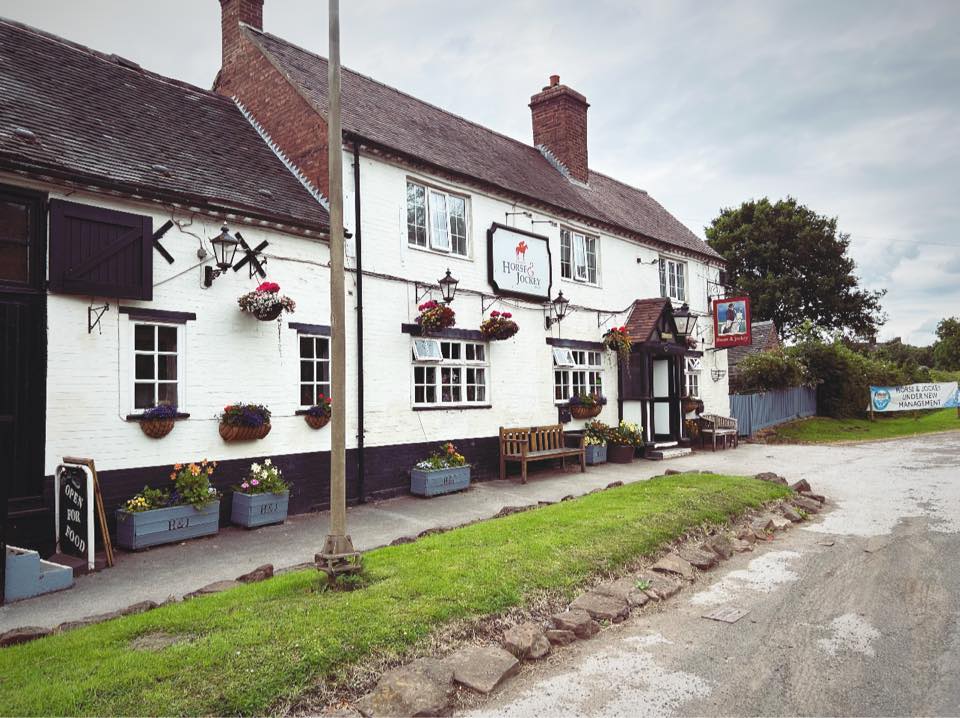 Exterior of The Horse and Jockey Bentley country pub on Coleshill Road near Atherstone