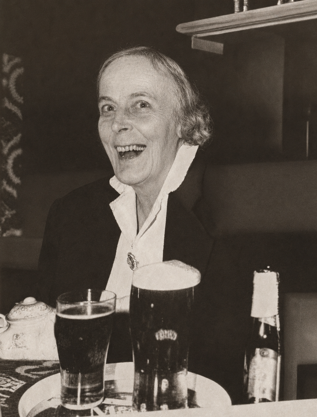 Kath Taylor, former landlady of The Horse and Jockey Bentley, pictured with drinks in the pub