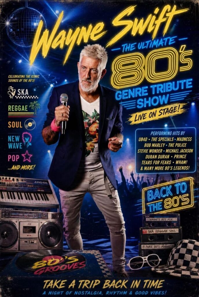 Wayne Swift live music flyer for The Horse and Jockey Bentley on Sunday 30th August 2026